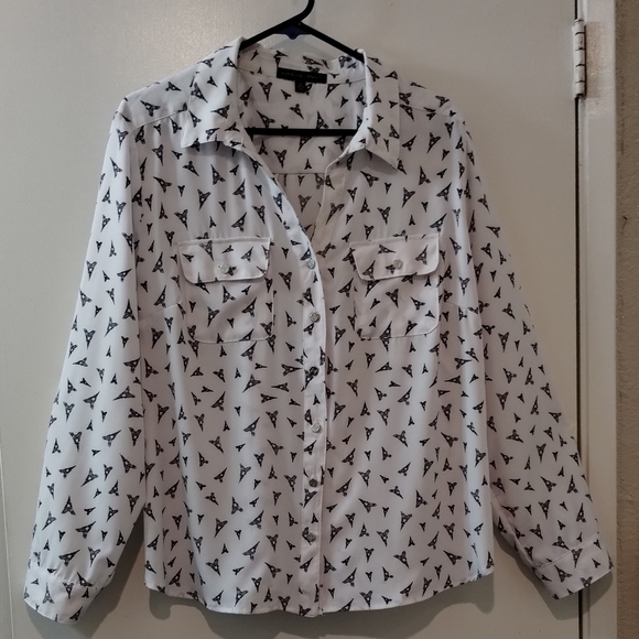 Womens Blouse Eiffel Tower Print Size XL - Picture 1 of 10